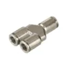 Trachea Quick-Plug y-Type Three Way Reducer Full Copper Nickel Plating